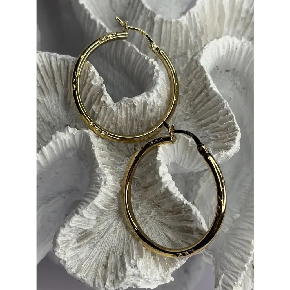 SLC 925 Sterling Silver Gold Plated Hoop Earrings